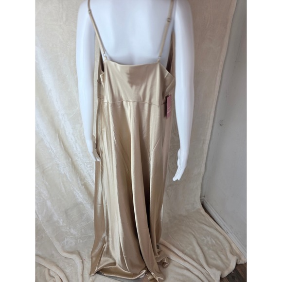Birdy Grey Satin Cowl Neck Maxi Dress Champagne Gold Bridesmaid NWT - Picture 5 of 6